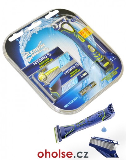 WILKINSON HYDRO5 GROOMER holicí strojek VIBRACE, 5 žiletek, baterie AAA