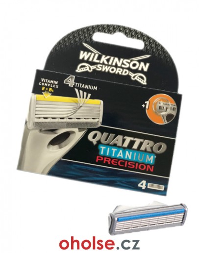 Pánské náhradní holicí hlavice WILKINSON QUATTRO TITANIUM SENSITIVE / PRECISION 4 ks