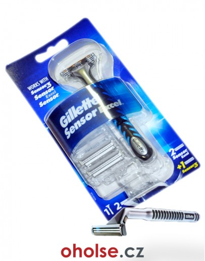 GILLETTE SENSOR EXCEL holicí strojek, 2 žiletky Sensor Excel a 1 žiletka Sensor3