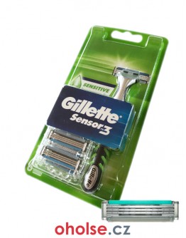 GILLETTE SENSOR3 SENSITIVE 6 žiletek a rukojeť holicího strojku *SADA*