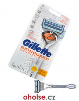 GILLETTE SKINGUARD SENSITIVE POWER - natáčecí holicí strojek pro citlivou pleť + 1 žiletka + 1 baterie