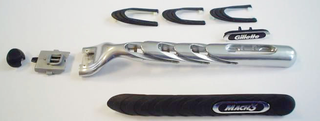 panský holicí strojek Gillette Mach3 v detailu